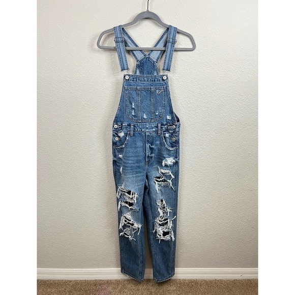 American Eagle Outfitters Denim - American Eagle Outfitters Blue Distressed Jeans Overalls